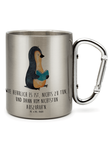 Mr. & Mrs. Panda Tasse Pinguin Buch mit Spruch in Silber