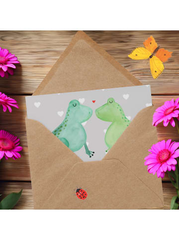 Mr. & Mrs. Panda Grußkarte Frosch Liebe mit Spruch in Grau Pastell