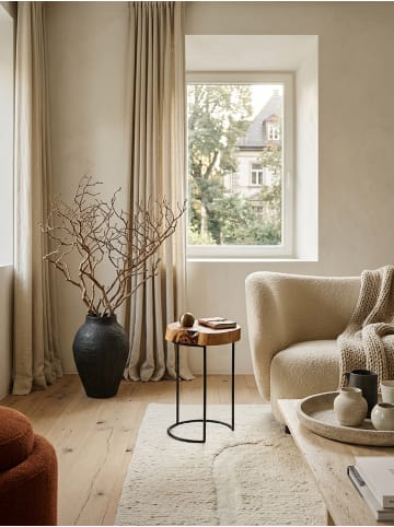 KADIMA DESIGN Beistelltisch aus Massivholz, Baumstamm-Tischplatte im Landhausstil in Beige