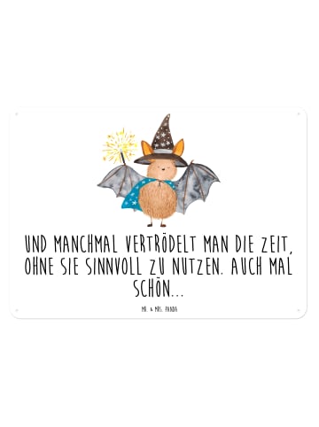 Mr. & Mrs. Panda tafel Fledermaus Zauberer mit Spruch in Weiß