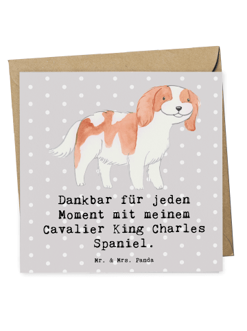 Mr. & Mrs. Panda Deluxe Karte Cavalier King Charles Spaniel Mome... in Grau Pastell