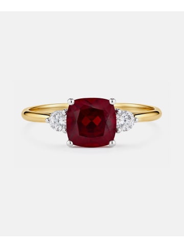 Diamant L'éternel Ring, mit synth. Rubin, 375 Gelbgold