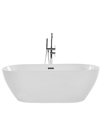 Beliani Freistehende Badewannen NEVIS in Weiß/Silber - (W) 75 x (H) 58 x (L) 160 cm