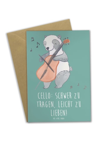 Mr. & Mrs. Panda babykarte Zeichenllo Liebe mit Spruch in Meeresbrise