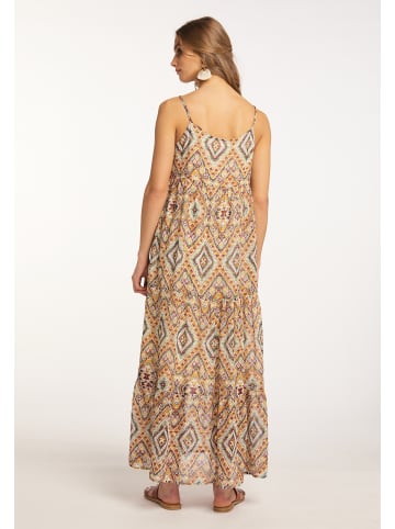 IZIA Damen Maxikleid Mit Spaghettiträgern in Orange Gold