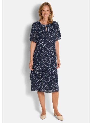 GOLDNER Kurzgröße:  Sommerkleid mit Tupfen-Muster in marine / gemustert