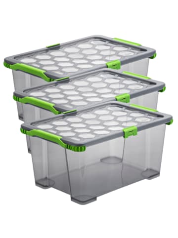 Rotho 3er Set Lagerbox 44lEVO TOTAL PROTECTION  in Anthrazit tr.