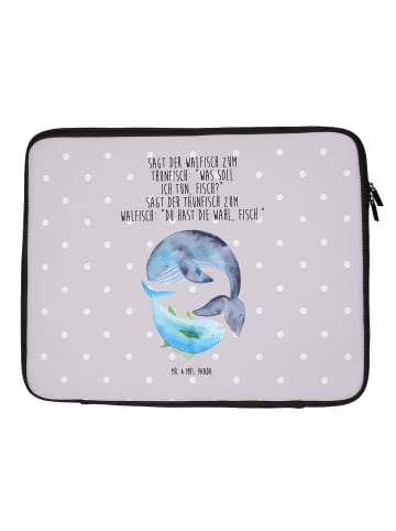 Mr. & Mrs. Panda Notebook Tasche Walfisch Thunfisch mit Spruch in Grau Pastell