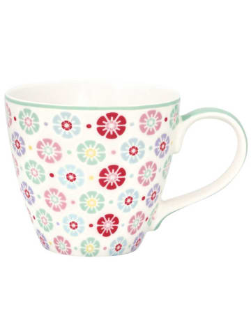 Greengate Becher RIKE Weiß mit Blumen