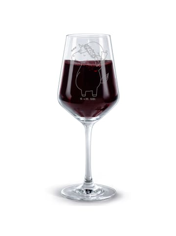 Mr. & Mrs. Panda Rotweinglas mit Gravur Einhorn Weihnachtsmann o... in Transparent