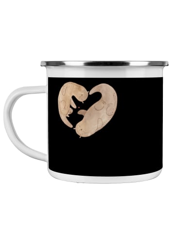 Mr. & Mrs. Panda Camping Emaille Tasse 2. Hochzeitstag Baumwollh... in Schwarz
