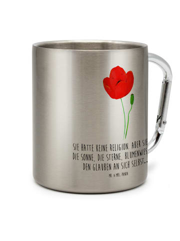 Mr. & Mrs. Panda Tasse Blume Mohnblume mit Spruch in Silber