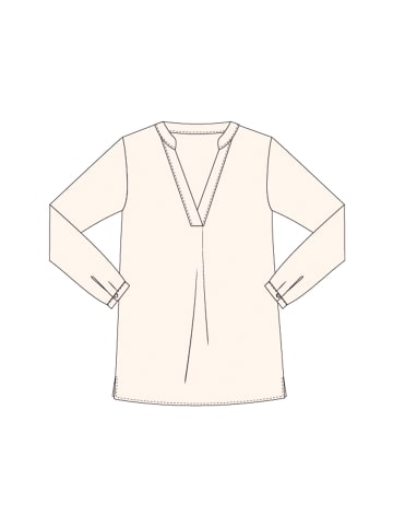 Milano Italy V-Ausschnitt Bluse mit Falte und 1/1 Ärmeln in Cream