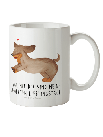 Mr. & Mrs. Panda Kindertasse Hund Dackel mit Spruch in Weiß