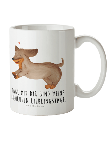 Mr. & Mrs. Panda Pott Hund Dackel mit Spruch in Weiß