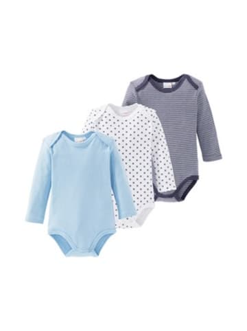 Bornino 3er-Pack Bodys langarm in Blau