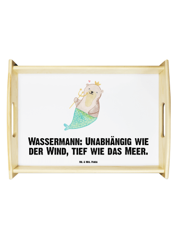 Mr. & Mrs. Panda Holztablett Wassermann Astrologie mit Spruch in Weiß