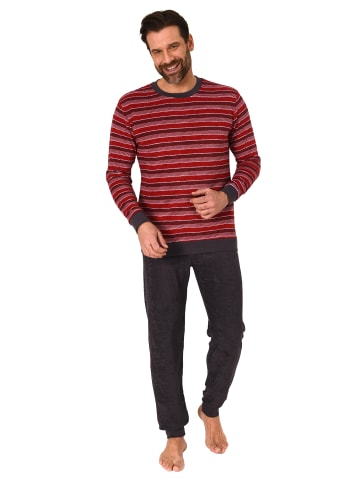 NORMANN Frottee Schlafanzug lang Pyjama RingelMuster - 82392 in rot