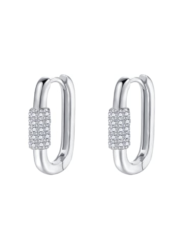 Hey Happiness Huggie Ohrringe Oval Karabiner 925 Sterlingsilber in Silber - (L) 1,5 cm