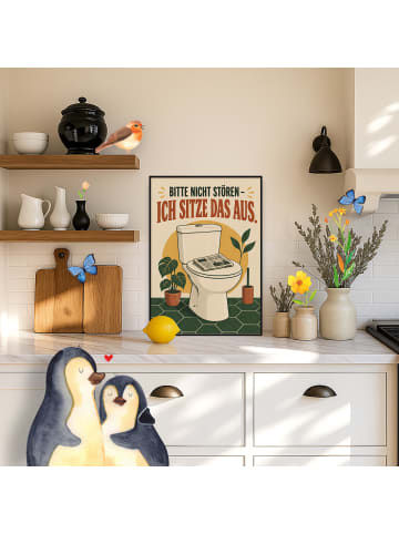 Mr. & Mrs. Panda Plakat Toilette humorvoll Design mit Spruch in Weiß