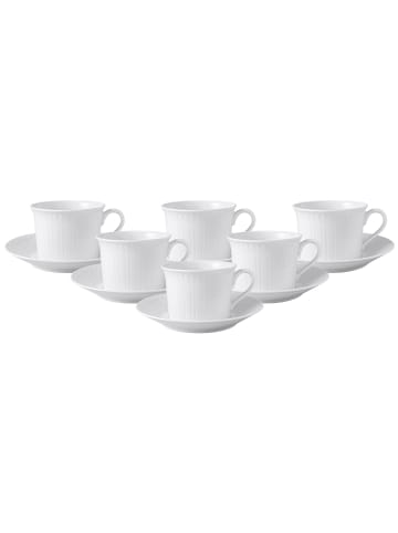 Villeroy & Boch 6er Set Espressotassen mit Untertassen Cellini 100 ml weiß in weiß