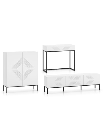 Feldmann-Wohnen Wohnzimmer-Set 3-teilig Clearing weiß / schwarz 362 / 40 / 120cm