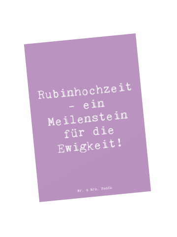Mr. & Mrs. Panda Postkarte Spruch 40. Hochzeitstag Rubinhochzeit... in Lavendeltraum