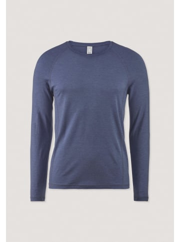 Hessnatur Hessnatur Wool-Silk Longsleeve aus Bio-Merinowolle mit Seide in indigo blau