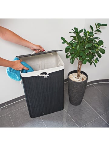 relaxdays 2 x Wäschekorb in Schwarz - (B)43,5 x (H)65,5 x (T)33,5 cm