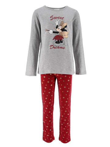 Disney Minnie Mouse 2tlg. Outfit: Schlafanzug Langarmshirt und Hose in Grau