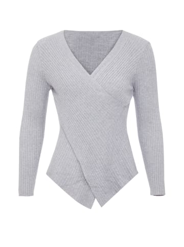 eucaly Damen Strickpullover in Grau Melange