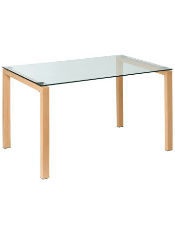 Beliani Esszimmertisch TAVIRA in Transparent/Braun - (W) 80 x (H) 75 x (L) 130 cm