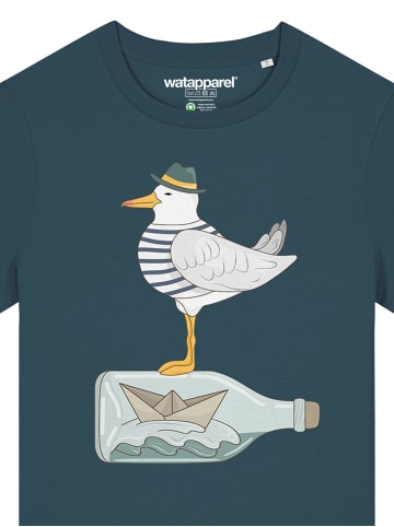 wat? Apparel T-Shirt Möwe mit Hut in Petrol