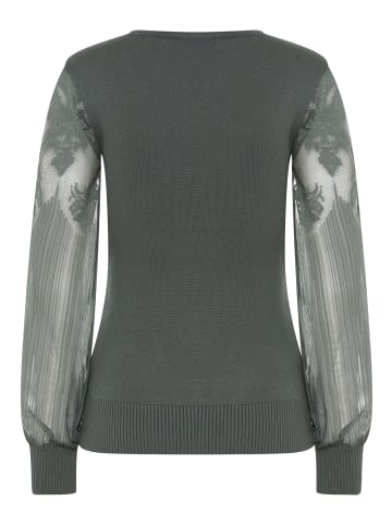 Melrose V-Ausschnitt-Pullover in grün melange