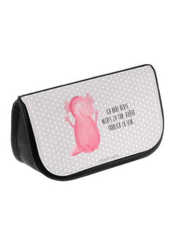 Mr. & Mrs. Panda Schminktasche Axolotl Hurra mit Spruch in Grau Pastell