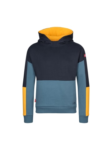 Trollkids Hoodie "Rondane" in Schwarz/Stahlblau/Mango