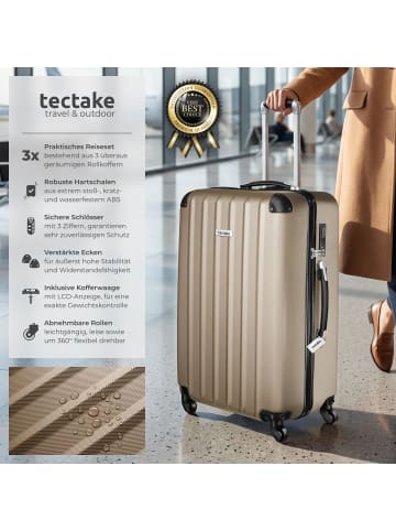 tectake Hartschalenkoffer-Set aus robustem ABS-Kunststoff, 360° drehbar