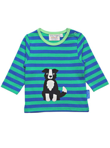 Toby Tiger Langarmshirt mit Hunde Applikation in blau