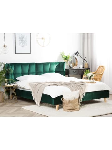Beliani Doppelbett SENLIS in Grün - (W) 254 x (H) 100 x (L) 220 cm