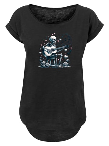 F4NT4STIC Long Cut T-Shirt Skelett spielt Gitarre, Musik, Liebe in schwarz