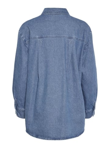 Pieces Langarmbluse in Medium Blue Denim