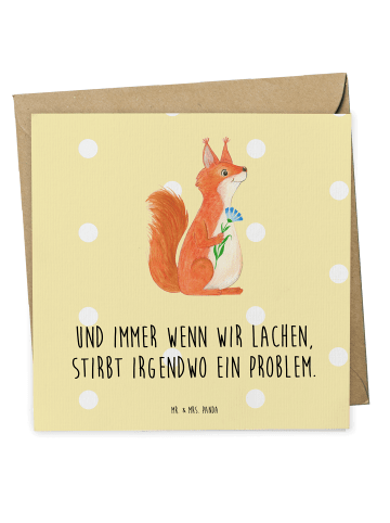 Mr. & Mrs. Panda Glückwunschkarte Eichhörnchen Blume mit Spruch in Gelb Pastell