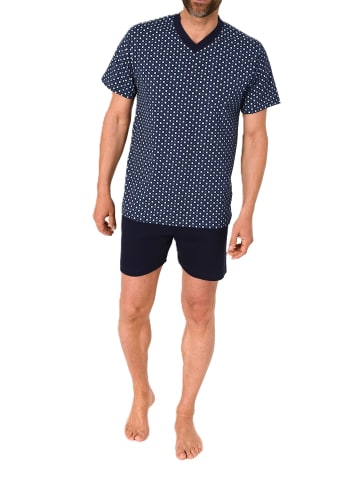 NORMANN kurzarm Schlafanzug Shorty Pyjama print - 77238 in navy