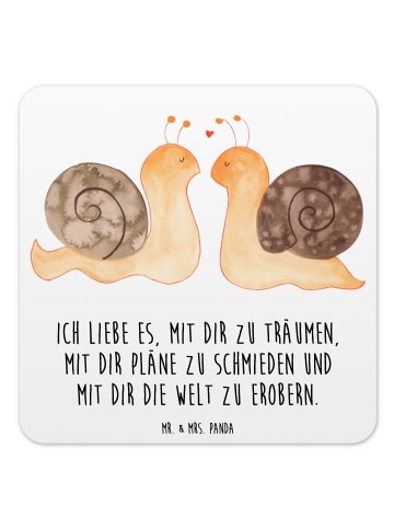 Mr. & Mrs. Panda Tassenuntersetzer Schnecken Liebe mit Spruch in Weiß