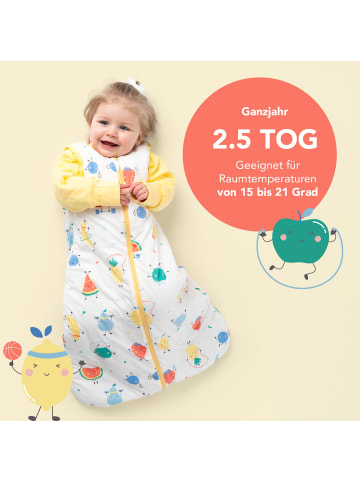 Schlummersack Babyschlafsack, 2.5 TOG in Weiß-Gelb