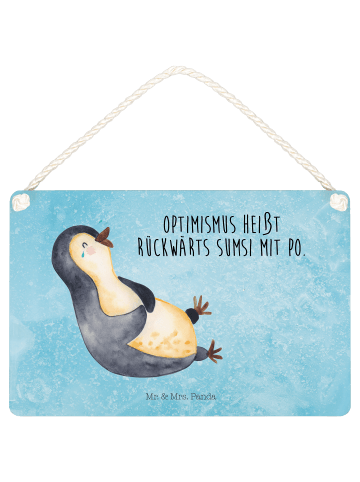 Mr. & Mrs. Panda Schild Pinguin Lachen mit Spruch in Eisblau