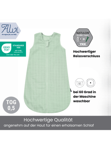 Kinderhaus Blaubär Alvi Mull-Schlafsack TOP in Uni Türkis
