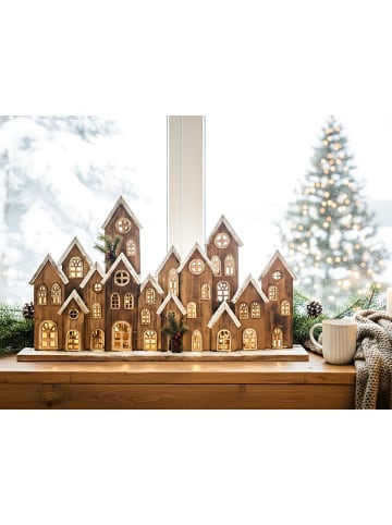 Beliani LED Deko MALLOS in Braun/Weiß/Grün - (W) 80 x (H) 45 x (L) 8 cm