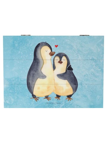 Mr. & Mrs. Panda Geschenkdose Pinguin umarmen ohne Spruch in Eisblau
