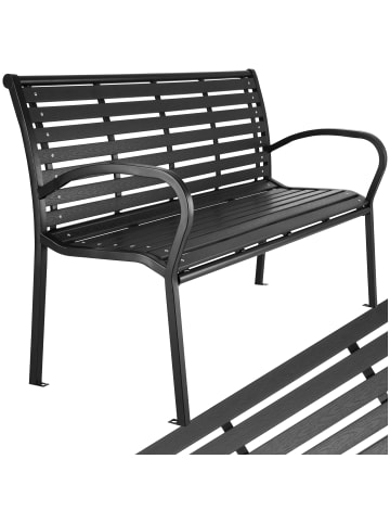 tectake Outdoor-Sitzbank, 126 x 62 x 81,5 cm, aus Kunststoff und Stahl